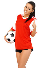 Image showing Beautiful female soccer player