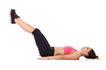 Image showing Woman doing leg lifts