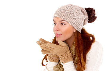 Image showing Beautiful woman wearing warm winter clothes