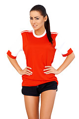 Image showing Sporty girl in red shirt