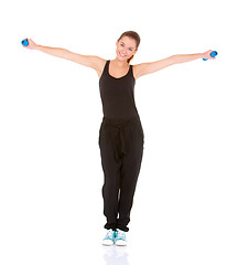 Image showing Fitness woman working out with dumbbells