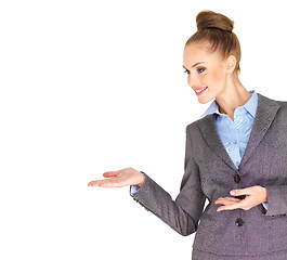 Image showing Fullbody business woman smiling isolated