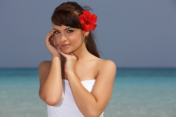 Image showing Girl at Caribbean Beach