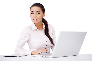 Image showing Proffesional worker sitting in front of compurer