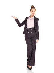 Image showing Fullbody business woman smiling isolated