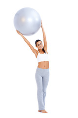 Image showing Woman doing exercises with fitness ball