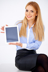 Image showing Girl and tablet