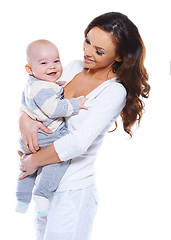 Image showing Young mother with a happy baby