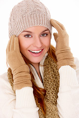 Image showing Beautiful woman wearing warm winter clothes