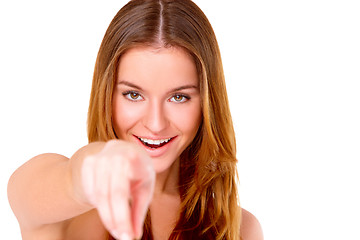 Image showing Beautiful young woman on white