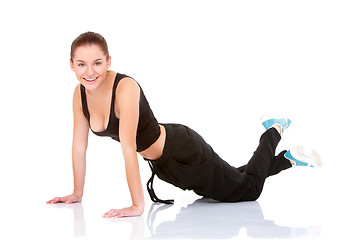 Image showing beautiful fitness woman doing exercise