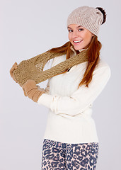 Image showing Beautiful woman wearing warm winter clothes