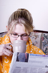 Image showing Morning coffee and news