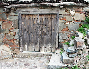 Image showing Square old door. Fikardou. Cyprus