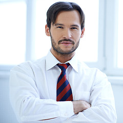 Image showing Handsome man standing with folded arms