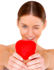 Image showing Beautiful young woman on white