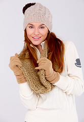 Image showing Beautiful woman wearing warm winter clothes