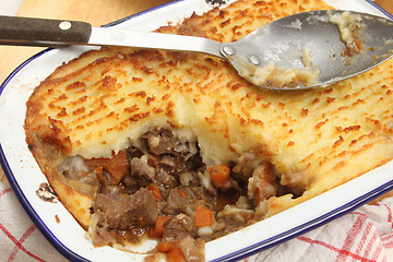 Image showing Homemade cottage pie from above
