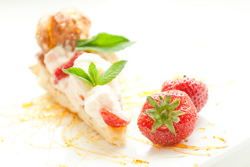 Image showing Classical Dessert with Strawberry and Mint