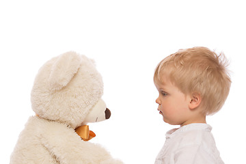 Image showing Cute child and teddy bear