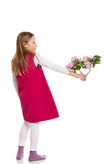 Image showing Beautiful young girl with lilac flowers