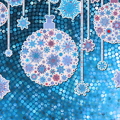 Image showing Christmas balls, on blue. EPS 8