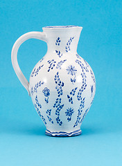 Image showing hand made aged jug jar art pitcher paint ornaments 