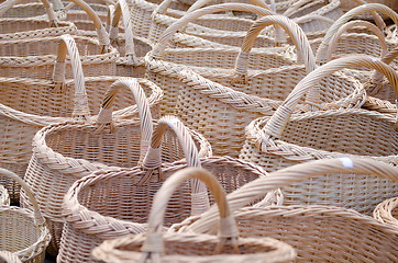 Image showing wicker handmade wooden diy basket  street market 