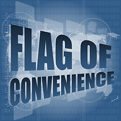 Image showing flag of convenience word on digital touch screen