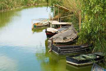 Image showing La Albufera fishing boats