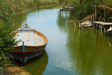 Image showing La Albufera fishing boats