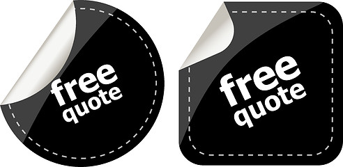 Image showing Free quote glossy black reflected round button set