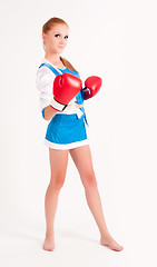 Image showing woman with boxing gloves