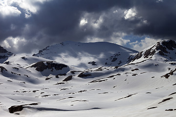Image showing Snowy mountains before storm