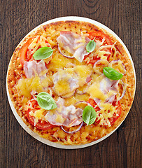 Image showing Pizza with bacon and tomato