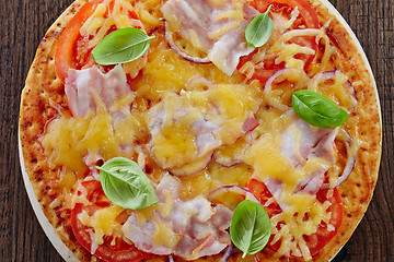 Image showing Pizza with bacon and tomato