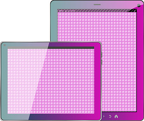 Image showing Realistic concept of tablet pc pink textile blank screen
