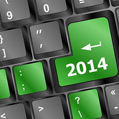 Image showing 2014 Key On Keyboard Representing Year Two Thousand Fourteen