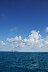 Image showing Small old fishing boat in the ocean
