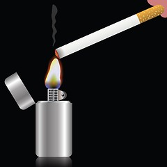 Image showing cigarette and  lighter