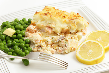 Image showing Salmon and potato pie