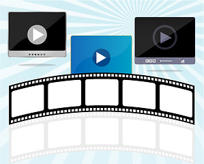 Image showing media player set with cinema film strips