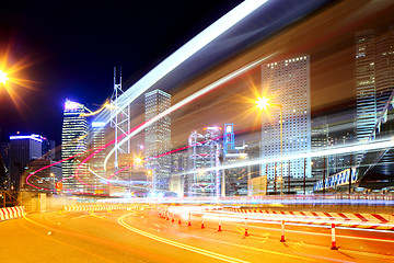 Image showing Busy traffic at night in Hong Kong 