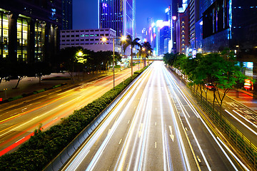 Image showing busy city traffic road at night