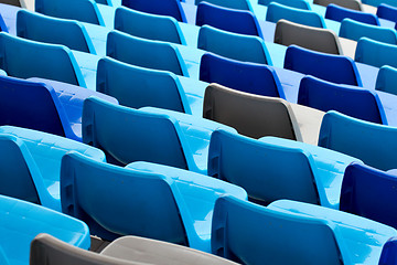 Image showing Sport arena with seats in blue color  