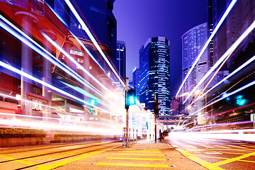 Image showing Traffic in city at night