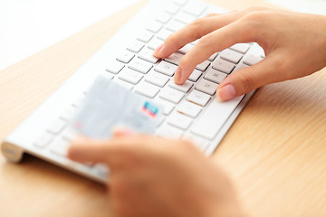 Image showing Online shopping with credit card and keyboard