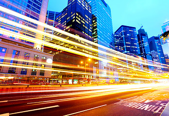 Image showing Traffic at night in Hong Kong 