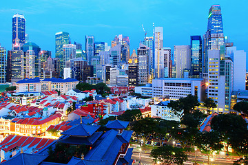 Image showing Singapore city downtown at night