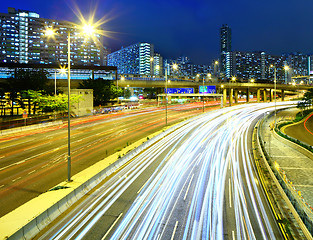 Image showing Traffic at night on highway 